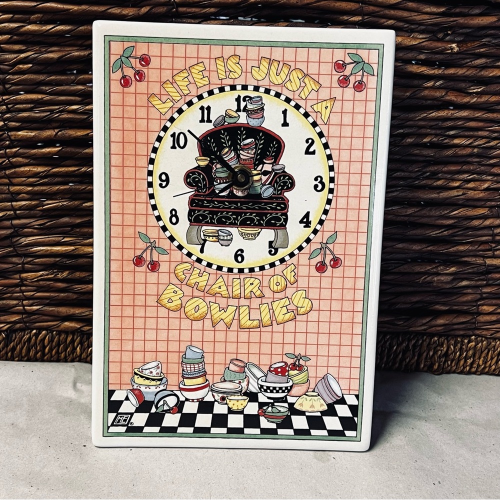 Mary Engelbreit “Chair of Bowlies” Vintage Wall Clock - Battery Operated